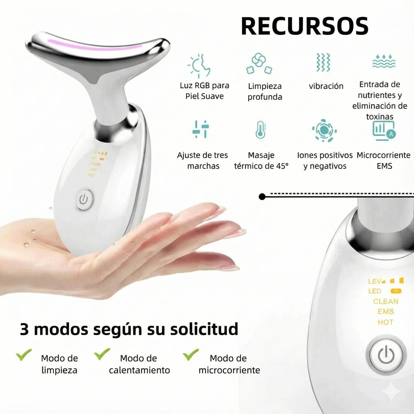 Mireal Essence – NeckLift Pro™ Masajeador Facial y de Cuello Anti-Edad.